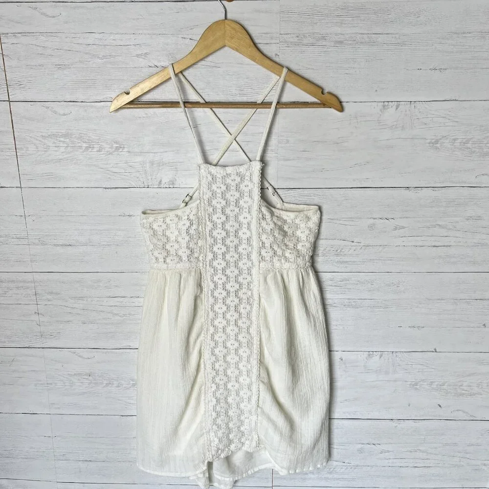 O'Neill Dress Womens Size Medium Ivory Shelby Gauzy Embroidered Babydoll Summer - Picture 4 of 16